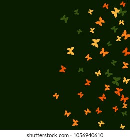 Spring Background with Colorful Butterflies. Simple Feminine Pattern for Card, Invitation, Print. Trendy Decoration with Beautiful Butterfly Silhouettes. Vector Background with Moth
