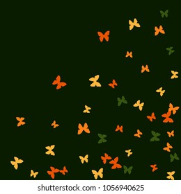 Spring Background with Colorful Butterflies. Simple Feminine Pattern for Card, Invitation, Print. Trendy Decoration with Beautiful Butterfly Silhouettes. Vector Background with Moth
