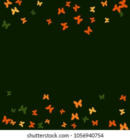 Spring Background with Colorful Butterflies. Simple Feminine Pattern for Card, Invitation, Print. Trendy Decoration with Beautiful Butterfly Silhouettes. Vector Background with Moth
