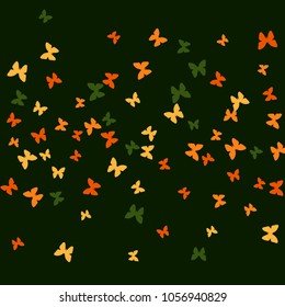 Spring Background with Colorful Butterflies. Simple Feminine Pattern for Card, Invitation, Print. Trendy Decoration with Beautiful Butterfly Silhouettes. Vector Background with Moth
