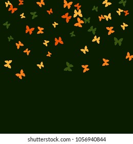 Spring Background with Colorful Butterflies. Simple Feminine Pattern for Card, Invitation, Print. Trendy Decoration with Beautiful Butterfly Silhouettes. Vector Background with Moth
