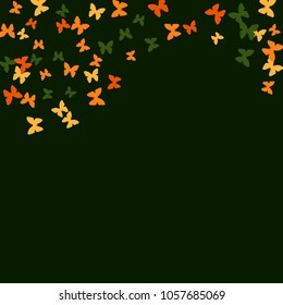 Spring Background with Colorful Butterflies. Simple Feminine Pattern for Card, Invitation, Print. Trendy Decoration with Beautiful Butterfly Silhouettes. Vector Background with Moth
