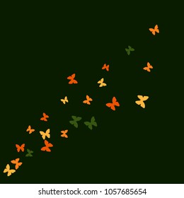 Spring Background with Colorful Butterflies. Simple Feminine Pattern for Card, Invitation, Print. Trendy Decoration with Beautiful Butterfly Silhouettes. Vector Background with Moth

