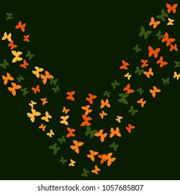 Spring Background with Colorful Butterflies. Simple Feminine Pattern for Card, Invitation, Print. Trendy Decoration with Beautiful Butterfly Silhouettes. Vector Background with Moth
