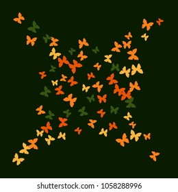 Spring Background with Colorful Butterflies. Simple Feminine Pattern for Card, Invitation, Print. Trendy Decoration with Beautiful Butterfly Silhouettes. Vector Background with Moth
