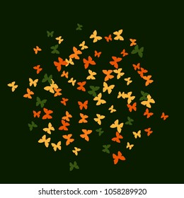 Spring Background with Colorful Butterflies. Simple Feminine Pattern for Card, Invitation, Print. Trendy Decoration with Beautiful Butterfly Silhouettes. Vector Background with Moth
