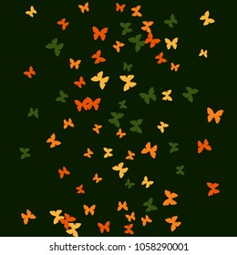 Spring Background with Colorful Butterflies. Simple Feminine Pattern for Card, Invitation, Print. Trendy Decoration with Beautiful Butterfly Silhouettes. Vector Background with Moth

