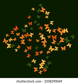 Spring Background with Colorful Butterflies. Simple Feminine Pattern for Card, Invitation, Print. Trendy Decoration with Beautiful Butterfly Silhouettes. Vector Background with Moth

