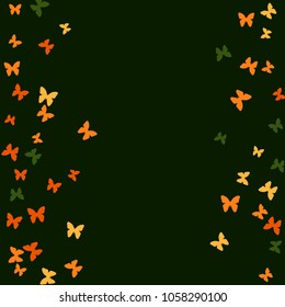 Spring Background with Colorful Butterflies. Simple Feminine Pattern for Card, Invitation, Print. Trendy Decoration with Beautiful Butterfly Silhouettes. Vector Background with Moth
