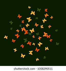 Spring Background with Colorful Butterflies. Simple Feminine Pattern for Card, Invitation, Print. Trendy Decoration with Beautiful Butterfly Silhouettes. Vector Background with Moth
