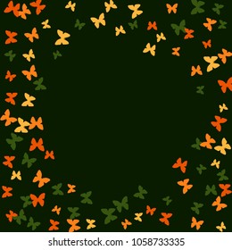 Spring Background with Colorful Butterflies. Simple Feminine Pattern for Card, Invitation, Print. Trendy Decoration with Beautiful Butterfly Silhouettes. Vector Background with Moth
