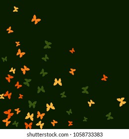 Spring Background with Colorful Butterflies. Simple Feminine Pattern for Card, Invitation, Print. Trendy Decoration with Beautiful Butterfly Silhouettes. Vector Background with Moth

