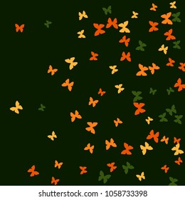 Spring Background with Colorful Butterflies. Simple Feminine Pattern for Card, Invitation, Print. Trendy Decoration with Beautiful Butterfly Silhouettes. Vector Background with Moth
