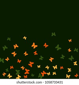 Spring Background with Colorful Butterflies. Simple Feminine Pattern for Card, Invitation, Print. Trendy Decoration with Beautiful Butterfly Silhouettes. Vector Background with Moth
