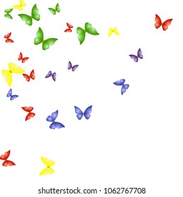 Spring Background with Colorful Butterflies. Simple Feminine Pattern for Card, Invitation, Print. Trendy Decoration with Beautiful Butterfly Silhouettes. Vector Background with Moth
