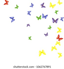 Spring Background with Colorful Butterflies. Simple Feminine Pattern for Card, Invitation, Print. Trendy Decoration with Beautiful Butterfly Silhouettes. Vector Background with Moth
