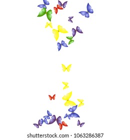 Spring Background with Colorful Butterflies. Simple Feminine Pattern for Card, Invitation, Print. Trendy Decoration with Beautiful Butterfly Silhouettes. Vector Background with Moth
