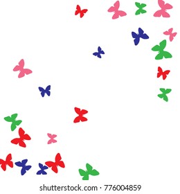 Spring Background with Colorful Butterflies. Simple Feminine Pattern for Card, Invitation, Print. Trendy Decoration with Beautiful Butterfly Silhouettes. Vector Background with Moth