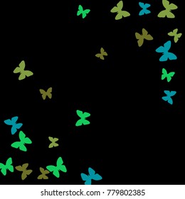 Spring Background with Colorful Butterflies. Simple Cute Pattern for Card, Invitation, Print. Trendy Decoration with Beautiful Butterfly Silhouettes. Vector Background with Moth