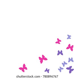 Spring Background with Colorful Butterflies. Simple Gentle Pattern for Card, Invitation, Print. Trendy Decoration with Beautiful Butterfly Silhouettes. Vector Background with Moth