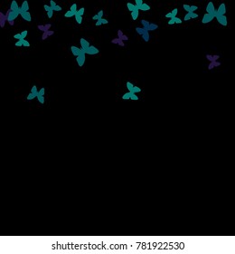 Spring Background with Colorful Butterflies. Simple Feminine Pattern for Card, Invitation, Print. Trendy Decoration with Beautiful Butterfly Silhouettes. Vector Background with Moth