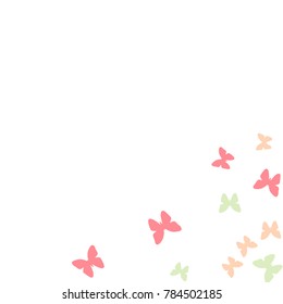 Spring Background with Colorful Butterflies. Simple Pretty Pattern for Card, Invitation, Print. Trendy Decoration with Beautiful Butterfly Silhouettes. Vector Background with Moth