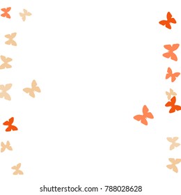 Spring Background with Colorful Butterflies. Simple Pretty Pattern for Card, Invitation, Print. Trendy Decoration with Beautiful Butterfly Silhouettes. Vector Background with Moth
