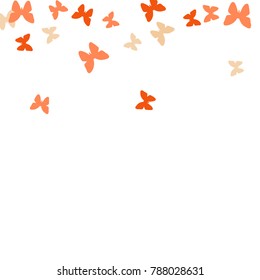Spring Background with Colorful Butterflies. Simple Feminine Pattern for Card, Invitation, Print. Trendy Decoration with Beautiful Butterfly Silhouettes. Vector Background with Moth