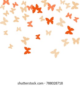 Spring Background with Colorful Butterflies. Simple Pretty Pattern for Card, Invitation, Print. Trendy Decoration with Beautiful Butterfly Silhouettes. Vector Background with Moth