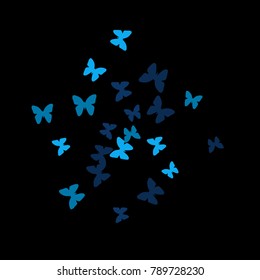 Spring Background with Colorful Butterflies. Simple Feminine Pattern for Card, Invitation, Print. Trendy Decoration with Beautiful Butterfly Silhouettes. Vector Background with Moth
