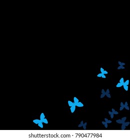 Spring Background with Colorful Butterflies. Simple Pretty Pattern for Card, Invitation, Print. Trendy Decoration with Beautiful Butterfly Silhouettes. Vector Background with Moth