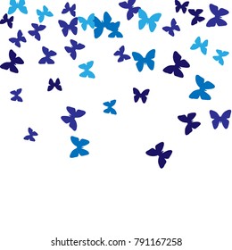 Spring Background with Colorful Butterflies. Simple Cute Pattern for Card, Invitation, Print. Trendy Decoration with Beautiful Butterfly Silhouettes. Vector Background with Moth