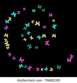 Spring Background with Colorful Butterflies. Simple Feminine Pattern for Card, Invitation, Print. Trendy Decoration with Beautiful Butterfly Silhouettes. Vector Background with Moth