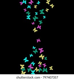Spring Background with Colorful Butterflies. Simple Feminine Pattern for Card, Invitation, Print. Trendy Decoration with Beautiful Butterfly Silhouettes. Vector Background with Moth