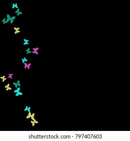 Spring Background with Colorful Butterflies. Simple Feminine Pattern for Card, Invitation, Print. Trendy Decoration with Beautiful Butterfly Silhouettes. Vector Background with Moth