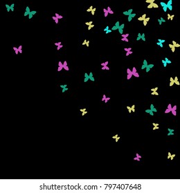 Spring Background with Colorful Butterflies. Simple Feminine Pattern for Card, Invitation, Print. Trendy Decoration with Beautiful Butterfly Silhouettes. Vector Background with Moth
