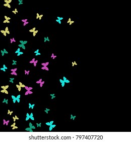 Spring Background with Colorful Butterflies. Simple Feminine Pattern for Card, Invitation, Print. Trendy Decoration with Beautiful Butterfly Silhouettes. Vector Background with Moth

