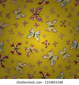 Spring Background with Colorful Butterflies. Vector Background with Moth. Simple Pretty Pattern for Card, Invitation, Print. Trendy Decoration with Beautiful Butterfly Silhouettes.