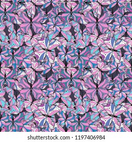 Spring Background with Colorful Butterflies. Vector Background with Moth. Trendy Decoration with Beautiful Butterfly Silhouettes. Simple Pretty Pattern for Card, Invitation, Print.