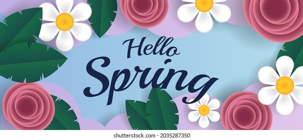 spring background with colorful flower and leaves