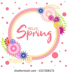 Spring background with colorful flower. Vector illustration template, banners. Wallpaper, flyers, invitation, posters, brochure, voucher discount.