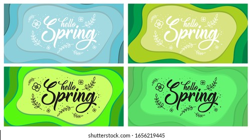 Spring background in colorful paper style