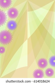 Spring background with cute purple flowers, abstract stylized blossom on green abstract area, vector EPS 10