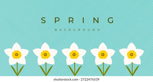 Fondo de primavera con narcisos sobre fondo azul