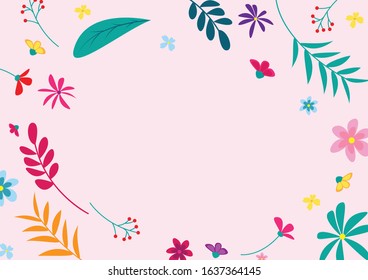 Spring background design decoration with colorful flowers