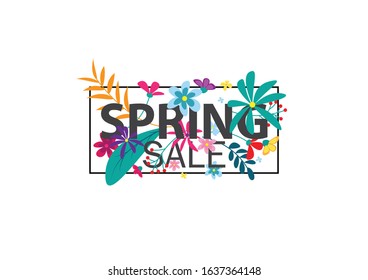 Spring background design decoration with colorful flowers