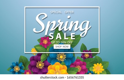 Spring background design with green leaves in the backdrop For new templates Posters, flyers, brochures or vouchers