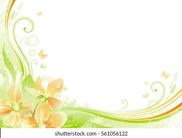 Spring background. Easter Mothers day Birthday Wedding. Cherry blossom sakura flower, leaf, butterfly, grunge floral pattern. Isolated flat modern vector illustration. Happy springtime greeting card