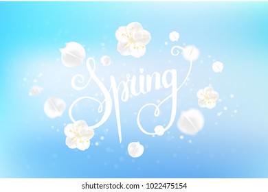 Spring background with falling petals . Vector illustration EPS10