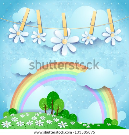 Spring background, fantasy illustration. Vector